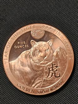 5 oz GSM Lunar Calendar Year of the Tiger Copper Round