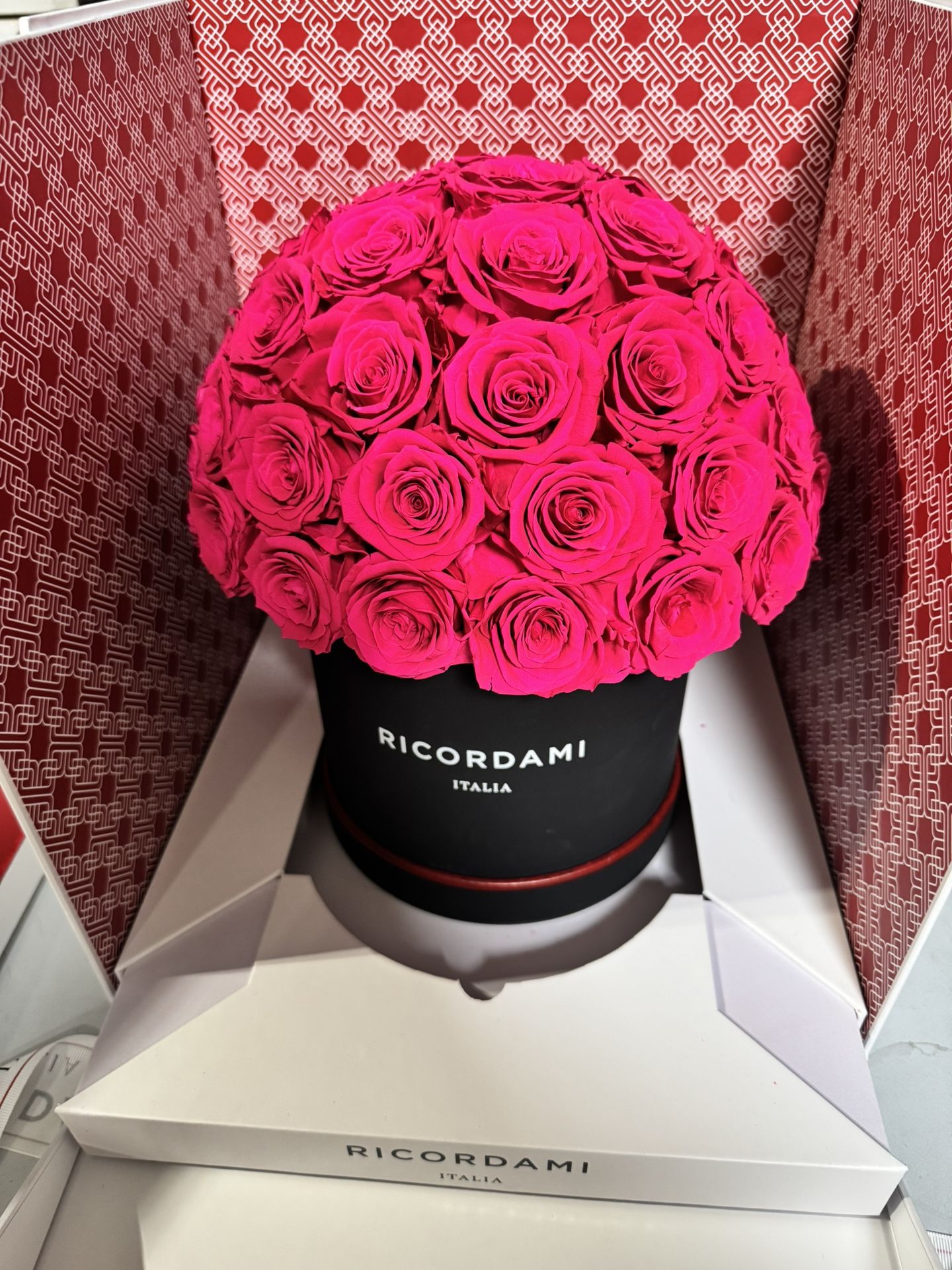 Ricordami Medium Black Suede Magenta Roses