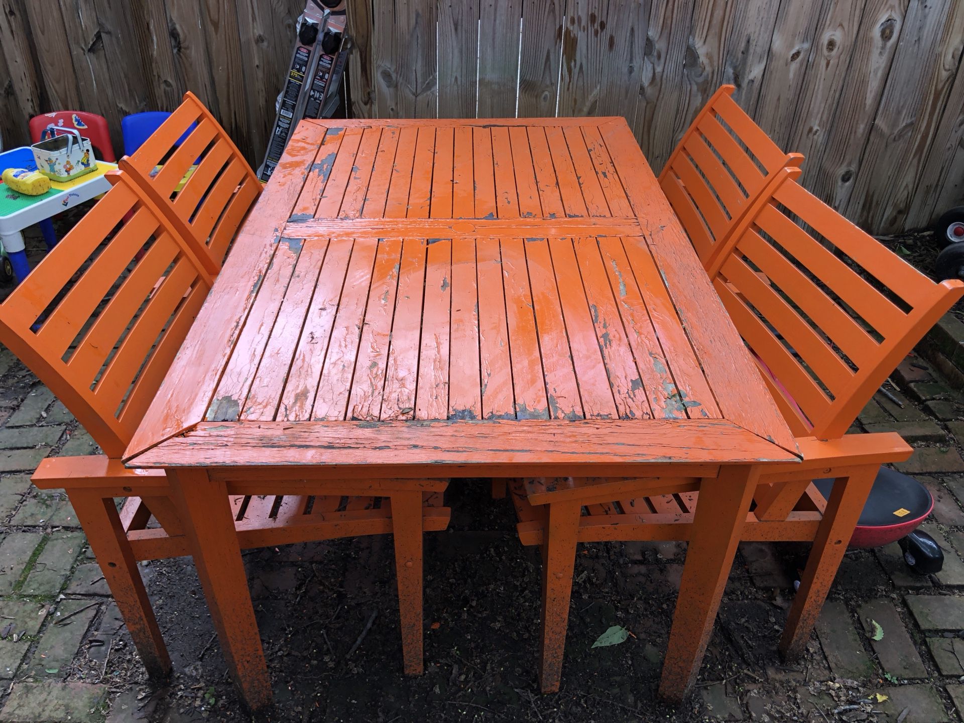 FREE - Wooden Patio Table and Chairs