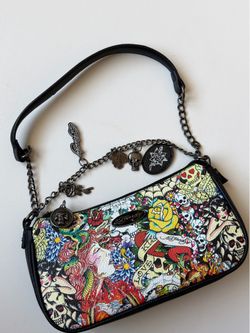 Ed Hardy Y2K Tattoo Print Shoulder Bag Purse w/ Crossbody Strap