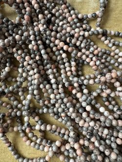 5 15” STRANDS OF PINK ZEBRA JASPER GEMSTONE 6MM ROUND BEADS