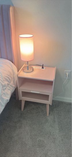 Pink Nightstand with Drawer and Open Shelf