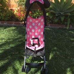 Mini Mouse Stroller/ Carreola Para Niña De Mini Color Rosa Y Negro