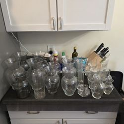 Lot Of Vases Various Sizes And Styles 47 Total Pc