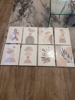 Boho Abstract Wall Art Prints Set of 8