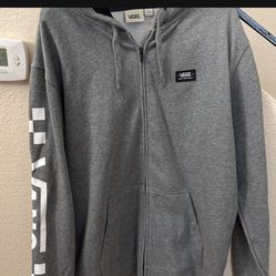MENS BRAND NEW, VANS GRAY FULL ZIP HOODED JACKET