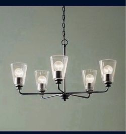 New in Box 5-Light Chandelier with Clear Glass in Black