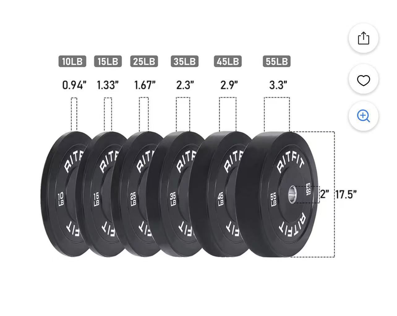 ✌️ 2Pcs RitFit 45LB Bumper Plates Olympic Rubber Weight Plates