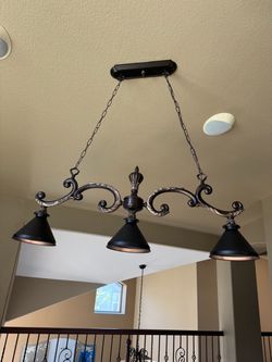 3-Light Bronze Scroll Island Pendant Light