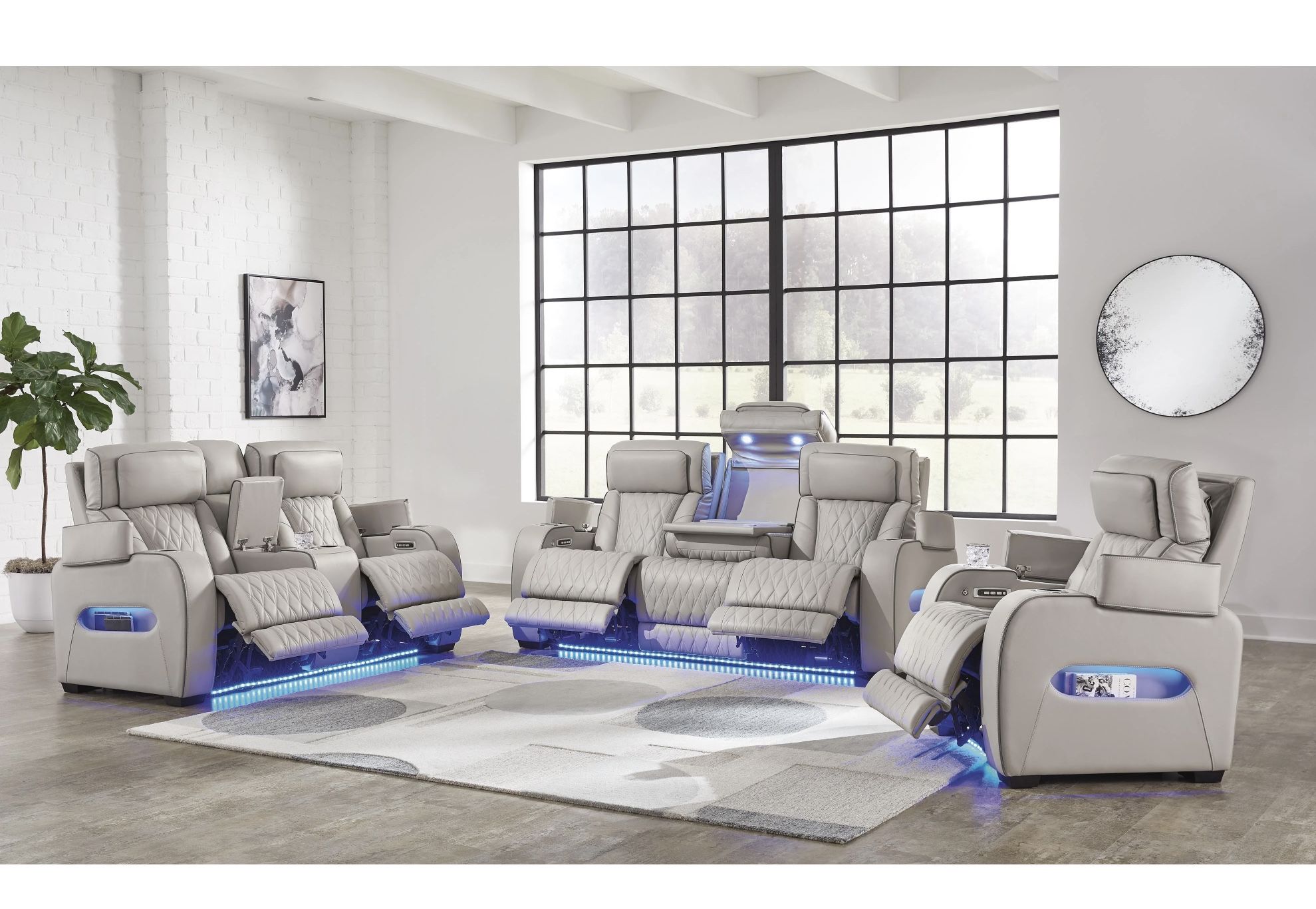 Leather Power Sofa Reclining With Heat And Massage