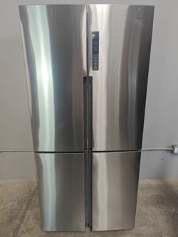 Haier Energy Star 16.8 cu. ft. Sabbath Mode, and Energy Star Rated Counter Depth French Door Refrigerator (QHE16HYPFS-D-2032)