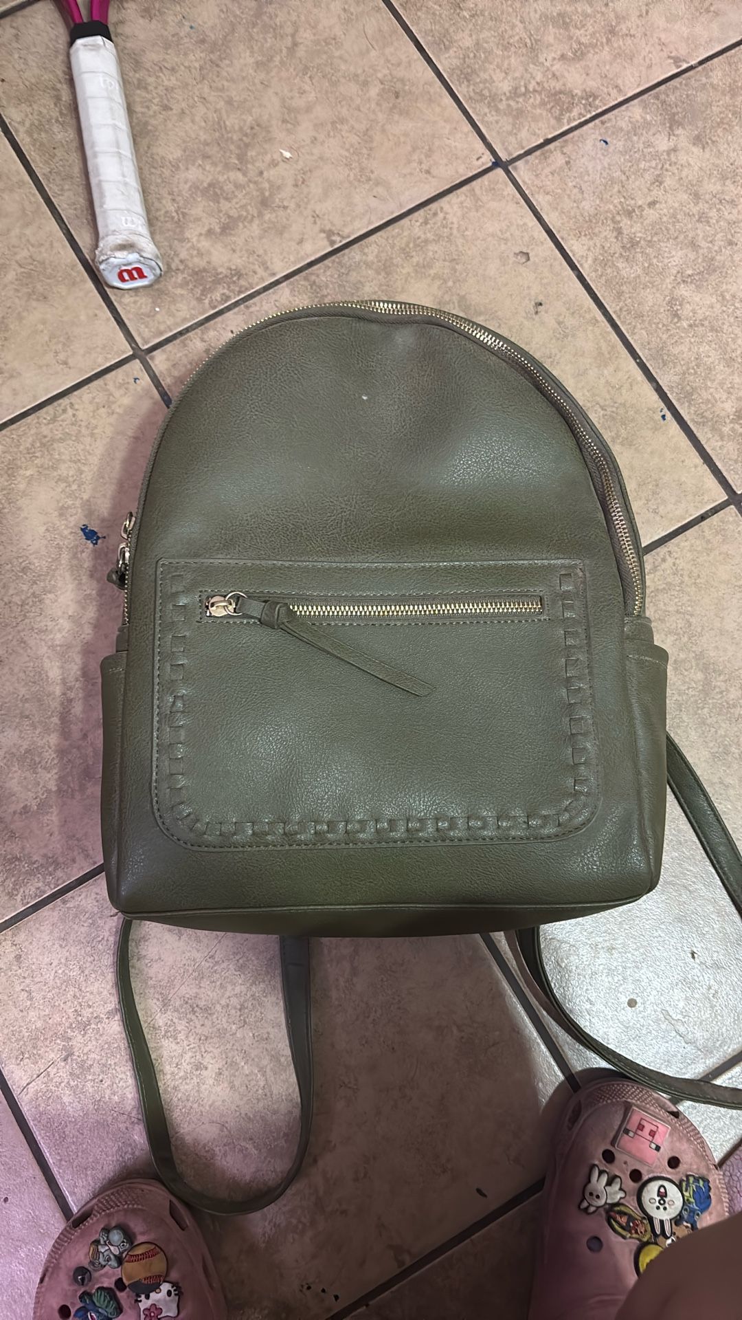 Green Leather Backpack