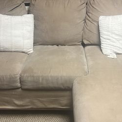 Cream Sofa With Pull Out Bed & Storage Ottoman