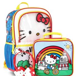 Hello Kitty Girls 17" Summer Day Backpack, Lunch Box, and Headphones Set