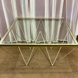 Alanda-style Glass top pyramid coffee table, gold. MCM Accent Center Table. Free to ask, I reply.  