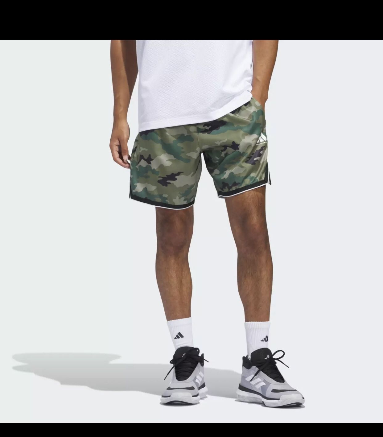 Mens Basketball Shorts Green Camo Adidas 7" Inseam JP1210 New