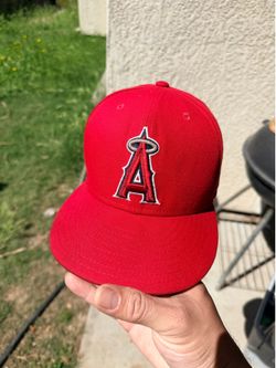 New Era 59FIFTY Los Angeles Angels Red Fitted Hat Size 7 MLB On-Field Cap