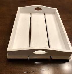 Rustic white large wood serving tray