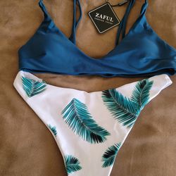 NEW Zaful Bikini. Peacock Blue. Small/ Size 4 