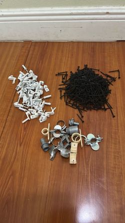 Sorted plastic cable wire clip, screws and fasteners