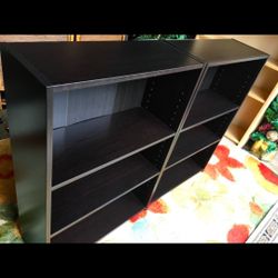 2 Matching Dark Shelves/ Bookshelves, Like New - 36H x 25W x 10D (the shelves inside are adjustable) 