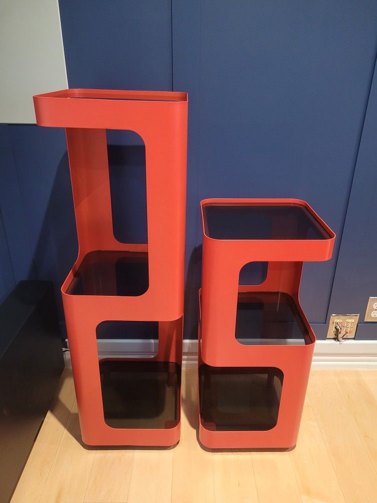 Modern Retro Side Accent Table Open Design w/ Storage Shelves By Elite Modern