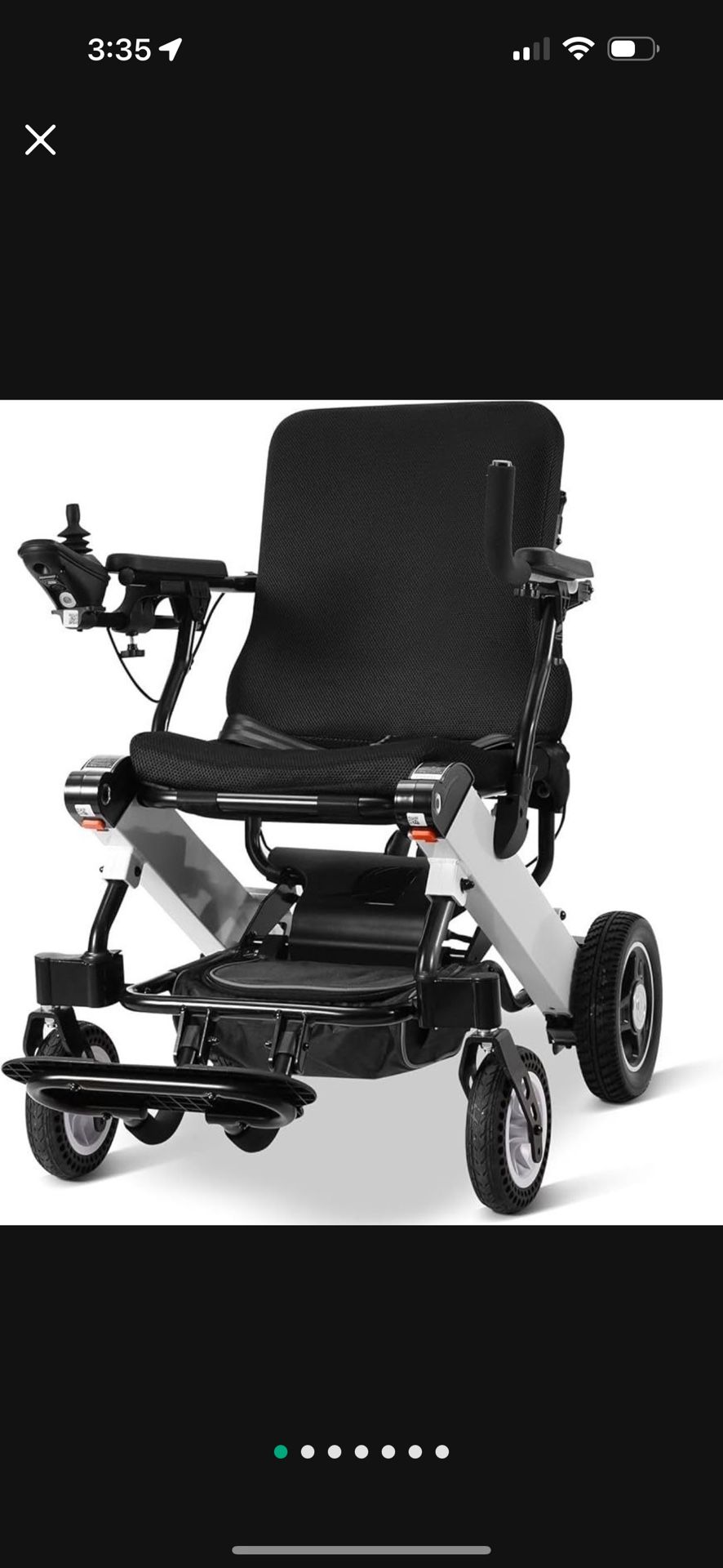 Careboda Intelligent Lightweight Foldable Electric Wheelchair, 15.5 Miles Range All Terrain Comfortable Motorized Wheelchair, 2x180W Powerful Motor, A