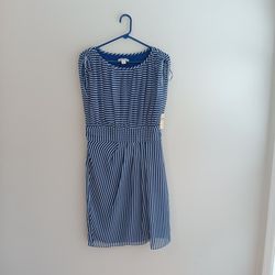 Coldwater Creek Size 10 Royal Blue Floaty Stripes Dress