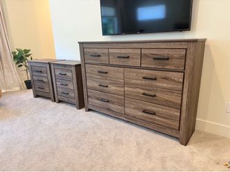 Ashley 3 piece bedroom set dresser and bedside tables