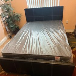 NEW BED FRAME FULL SIZE WITH MATTRESS AMD BOX SPRING