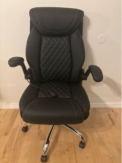 New! Black Executive Office Ergonomic Chair with  Flip-up Armrests and pump up back support