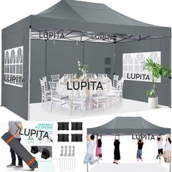 10x15 HEAVY DUTY Pop up Canopy Gazebo, Easy up Canopy with Removable Sidewalls, High Stability, All Weather Sunshade  Waterproof Outdoor Canopy Shelte