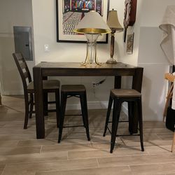 4 Chairs Total  (One Shown In Photo) &  Wood Table 