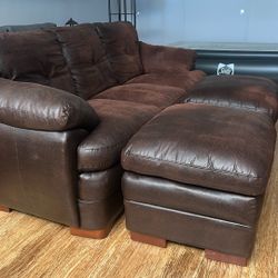 Leather Sofa With Ottomans