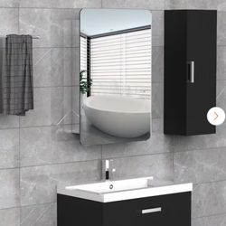 kleankin 18 in. W x 26 in. H Bathroom Silver Recessed/Surface Mount Medicine Cabinet with Mirror, Storage Shelf, Stainless Steel