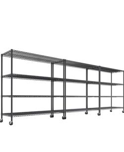 3 NEW REIBII 2480LBS Capacity Heavy Duty Storage Shelves with Wheels, 1-Inch (25.4mm) Steel Tube, Adjustable Wire Shelving for Garage, Warehouse, Pant