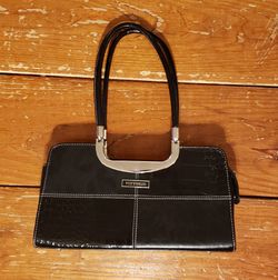 Vintage Vittorio Black Patent Leather Croc Embossed Shoulder Bag