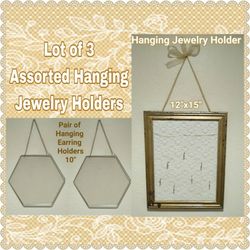 LOT OF 3 ASSORTED HANGING JEWELRY HOLDERS (READ)
