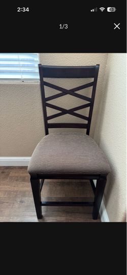 Dark Wood Dining Chair with Upholstered Seat