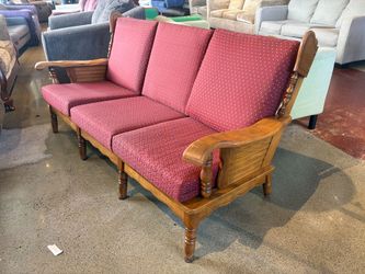 Vintage Colonial Revival Solid Wood Three-Seater Sofa