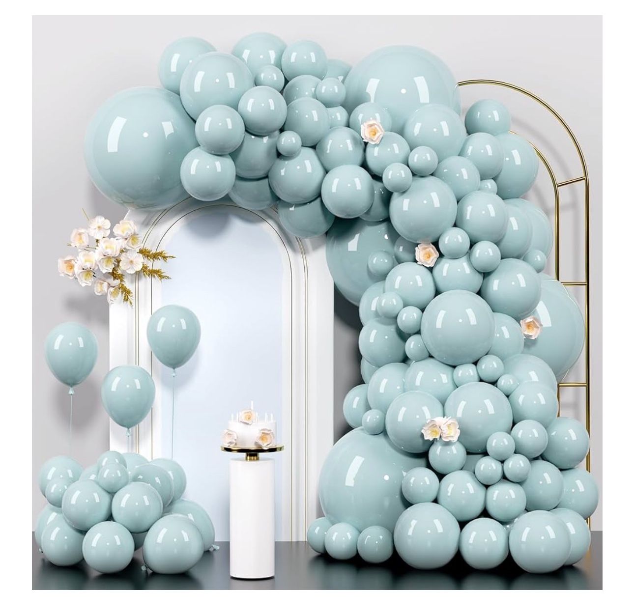 140 pcs Dusty Blue Balloons Garland Arch 18/12/10/5 In, Latex Haze Blue Balloons Party Decorations for Birthday Baby Shower Graduation Gender Reveal