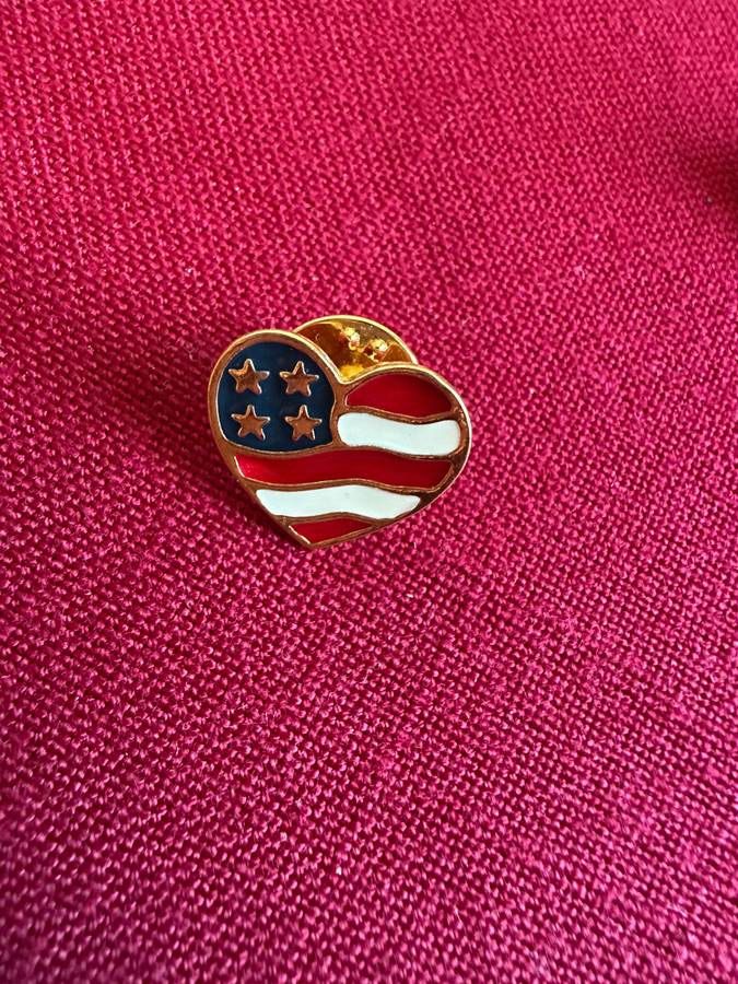 Enamel Heart-Shaped Flag Pin