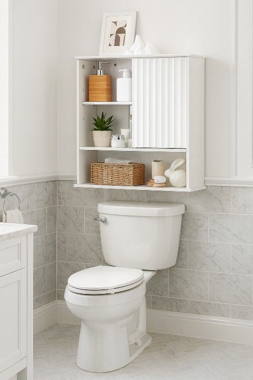 Bathroom Wall Cabinet, Medicine Cabinet Wall Mounted w/Fluted Sliding Door Adjustable Shelf White Storage Cabinet Organizer for Kitchen Dining Room Li