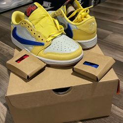 AIR JORDAN 1 RETRO LOW TRAVIS SCOTT CANARY YELLOW WOMENS SZ 5.5