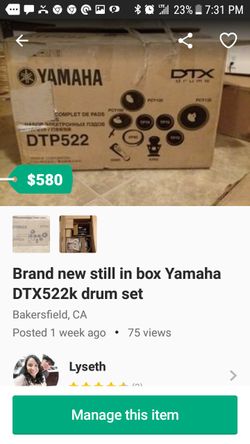 Brand yamaha DTX522k drum set