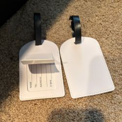 25-175 White faux leather luggage tags- DIY  