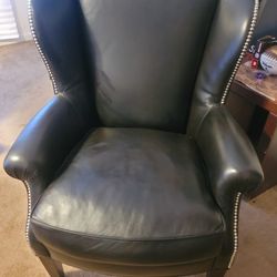 Black Presidential Collection. Butter Soft Leather Tufted Button Top Arm Chair.