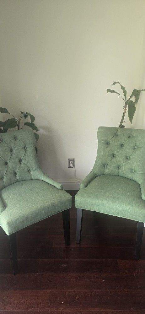 GREEN UPHOLSTERY CHAIRS(2)