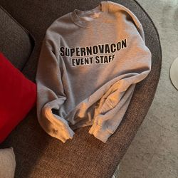 SUPERNOVACON. Event Staff. Cotton. Medium. Preloved. Crew Neck Heather Gray Sweater