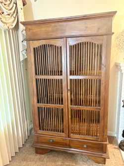 Antique Balinese Teak Spindle Cabinet